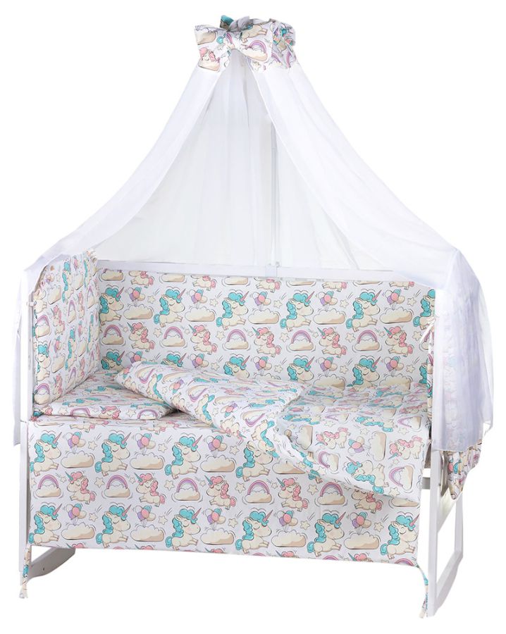 Детская постель Babyroom Comfort-08 unicorn белый (единороги)