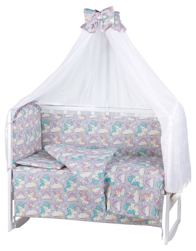 Дитяча постільна білизна Babyroom Comfort-08 unicorn сірий (єдинороги)