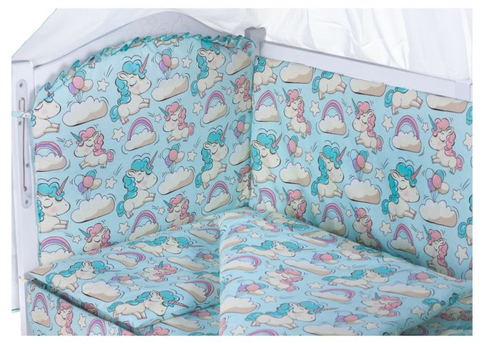 Детская постель Babyroom Comfort-08 unicorn голубой (единороги)