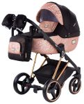Коляска 2 в 1 Adamex Mimi Polar (Pink Gold) Y837 чорний (люрікс) - мідний (принт) шкіра (видавлена точка)