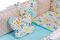Детская постель Babyroom Classic Bortiki-01 (6 элементов)  бирюза-бежевый-белый (лесные звери)