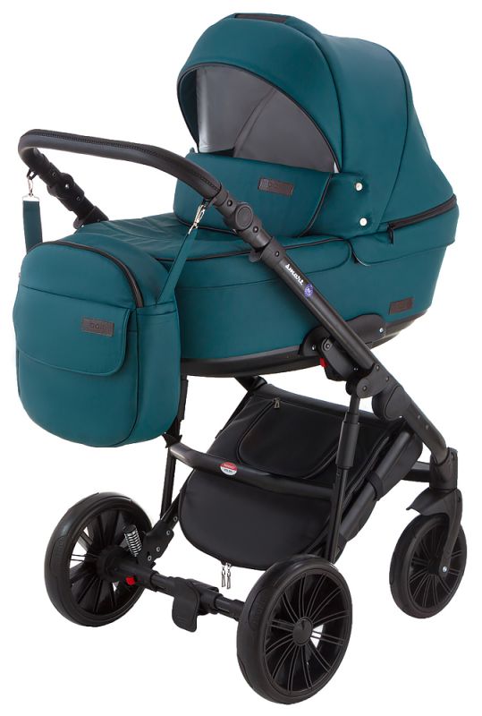 Коляска 2 в 1 Bair Bonita шкіра 100% B-15 морська хвиля