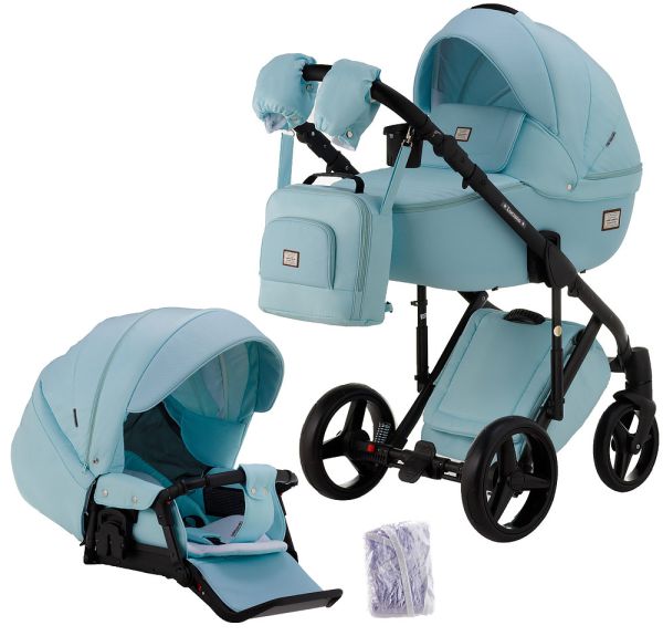 Коляска 2 в 1 Adamex Lucianо CR233 блакитний - блакитна шкіра (видавлена крапка)