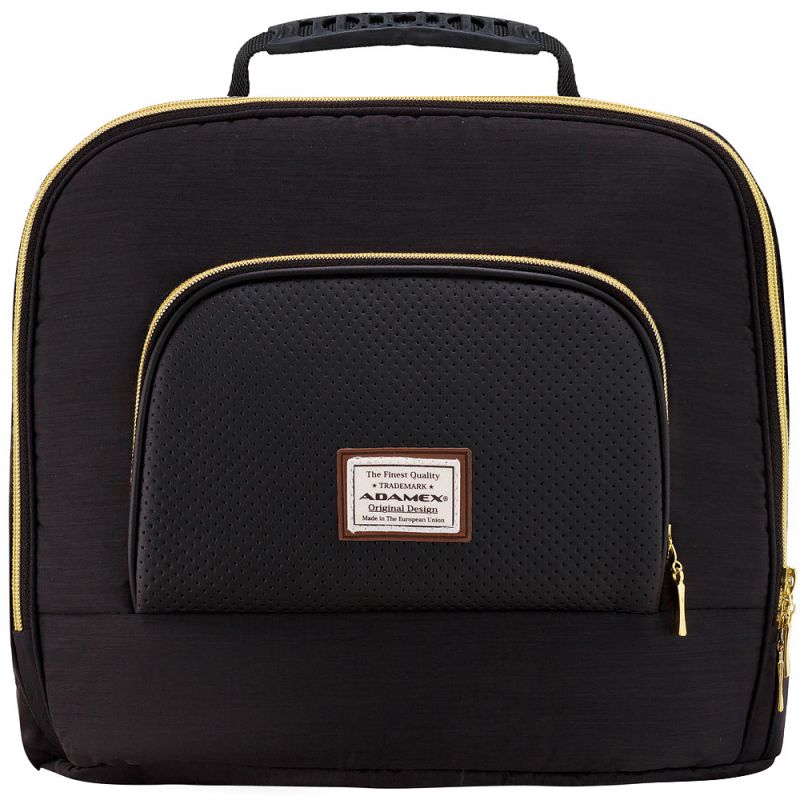 Коляска 2 в 1 Adamex Luciano Polar (Gold) Q85 черный - черная кожа (выдавленная точка)