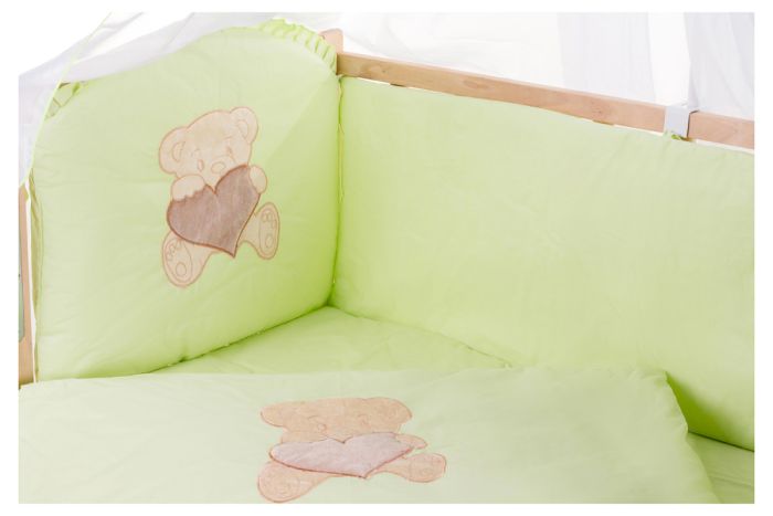 Дитяче ліжко Qvatro Gold AG-08 аплікація салатовий (ведмедик сидить з коричневим серцем)
