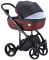 Коляска 2 в 1 Adamex Luciano Y60 черный лен - бордо кожа (выдавленная точка)