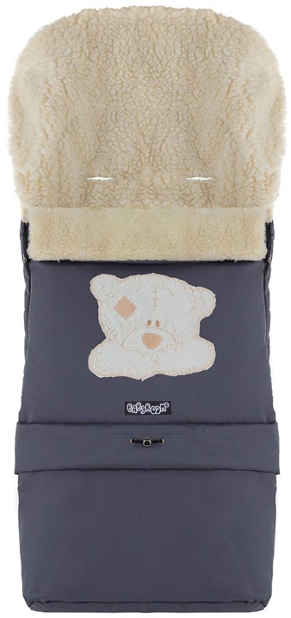 Зимний конверт Babyroom №20 с удлинением  графит (мордочка мишки штопаная)