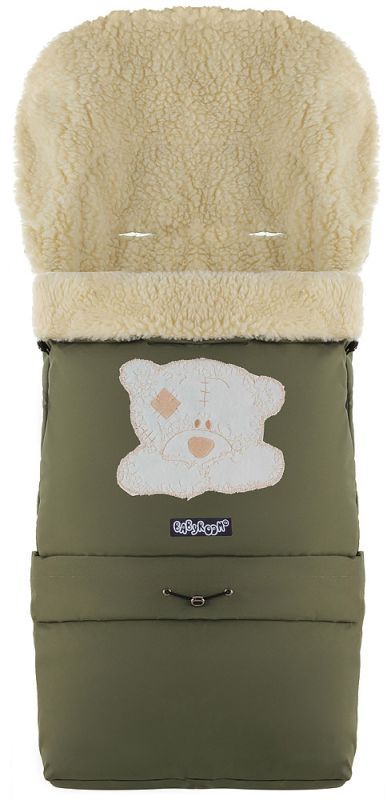 Зимовий конверт Babyroom №20 з подовженням хакі (мордочка ведмедика штопана)