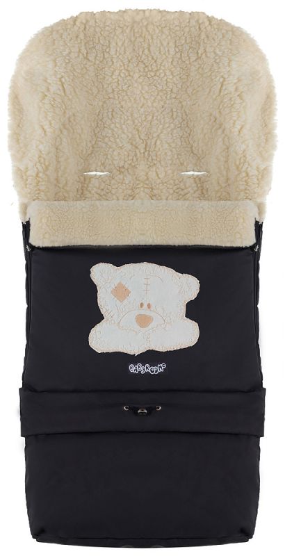 Зимовий конверт Babyroom №20 з подовженням чорний (мордочка ведмедика штопана)