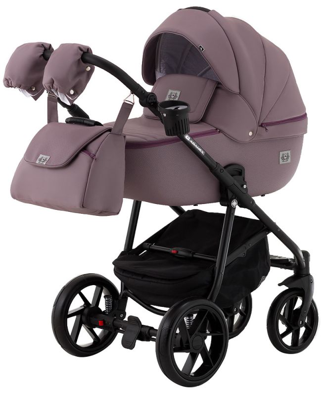 Коляска 2 в 1 Adamex Hybryd Plus шкіра 100% BR332 бузковий