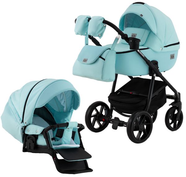 Коляска 2 в 1 Adamex Hybryd Plus BR233 блакитна - блакитна шкіра (видавлена точка)