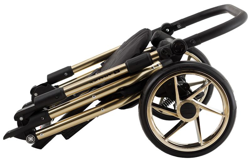 Коляска 2 в 1 Adamex Hybryd Plus Polar (Gold) BR619 черный (золотой люрекс) - золотая кожа