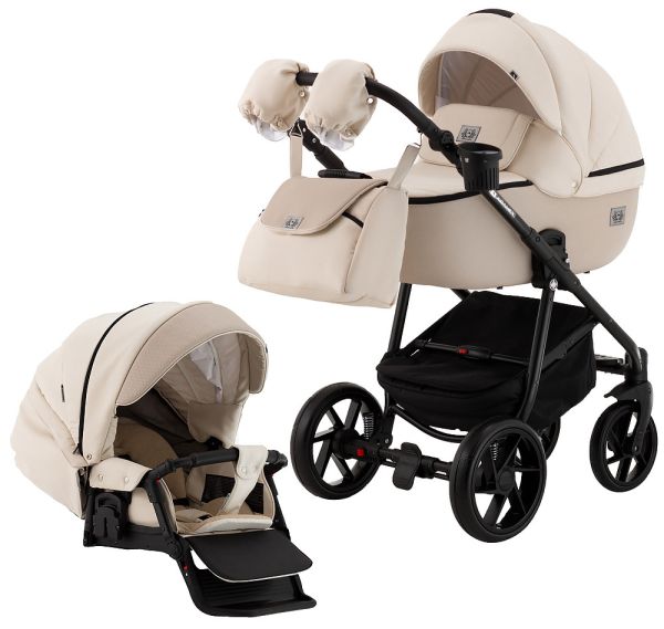 Коляска 2 в 1 Adamex Hybryd Plus BR244 світло-бежевий - бежева шкіра (видавлена точка)