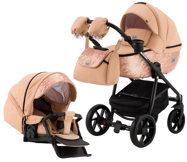 Коляска 2 в 1 Adamex Hybryd Plus BR264 персиковий - мідний (принт) атлас