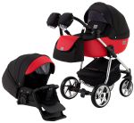 Коляска 2 в 1 Adamex Hybryd Plus Polar (Chrome) BR602 чорний (червоний люрекс) – червоний шкіра (видавлена точка)