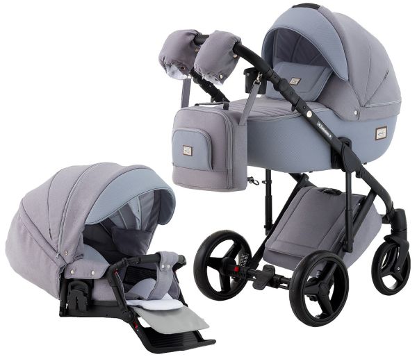 Коляска 2 в 1 Adamex Lucianо CR227 сірий льон - сіра шкіра (видавлена крапка)