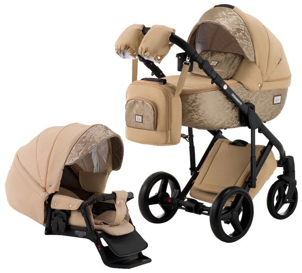 Коляска 2 в 1 Adamex Lucianо CR263 темно-бежевий - капучино (принт) атлас