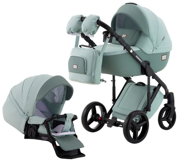 Коляска 2 в 1 Adamex Lucianо CR234 нефрит - нефрит шкіра (видавлена точка)