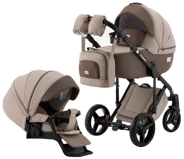 Коляска 2 в 1 Adamex Lucianо CR246 капучино - коричнева шкіра (видавлена крапка)