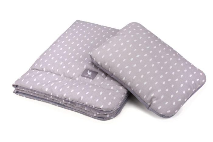 Плед с подушкой Cottonmoose Cotton Velvet 408/133/117 rain gray cotton velvet gray (серый (капли) с серым (бархат))