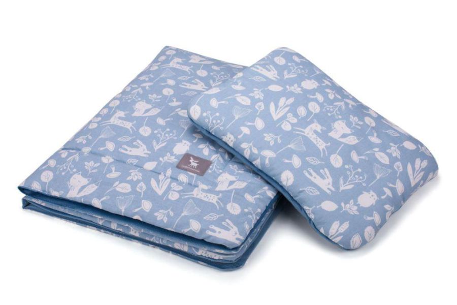 Плед з подушкою Cottonmoose Cotton Velvet 408/128/120 forest azure cotton velvet azure (блакитний (ліс) з блакитним (оксамит))