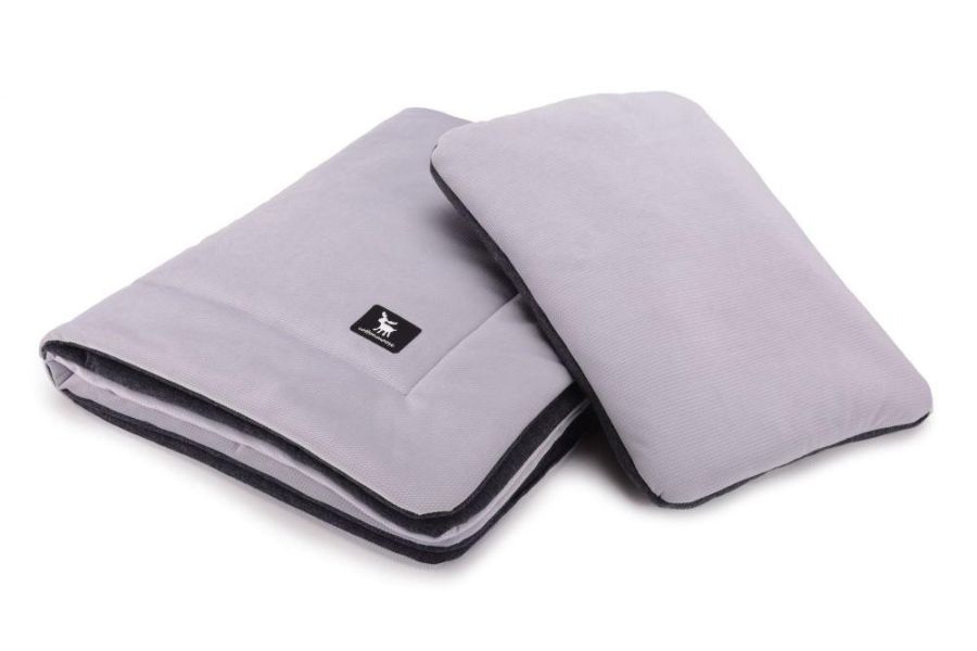 Плед с подушкой Cottonmoose Cotton Velvet 408/117/115 серый (бархат) с графитовым