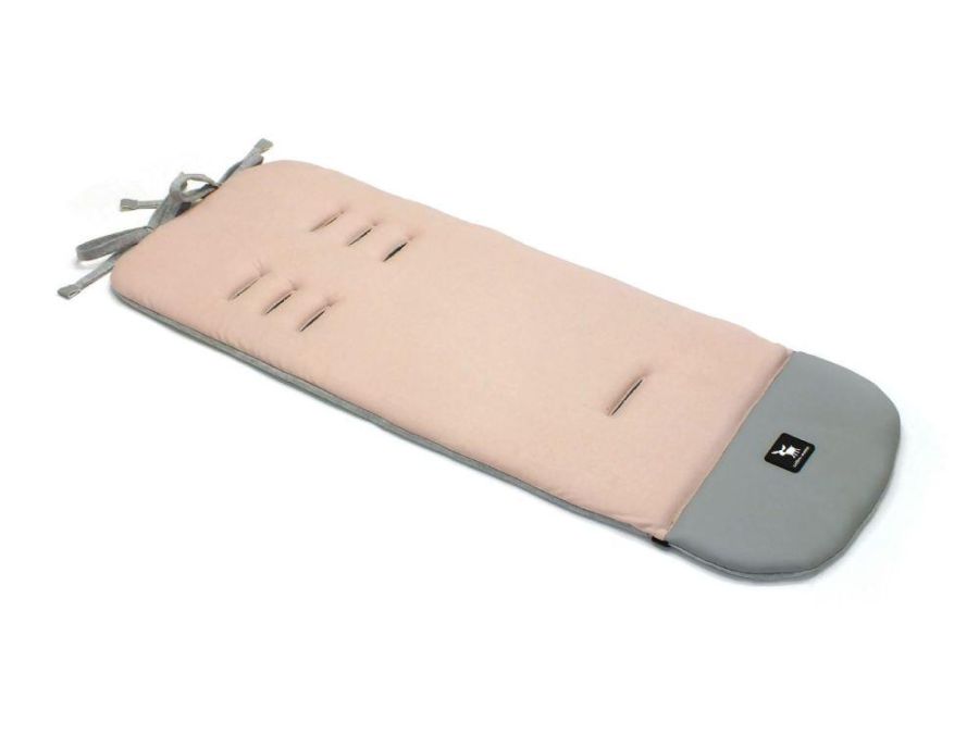 Матрац у коляску Cottonmoose Leather 590/113/49/106 powder pink cotton jersey рожева пудра з сірим меланж, сіра еко-шкіра