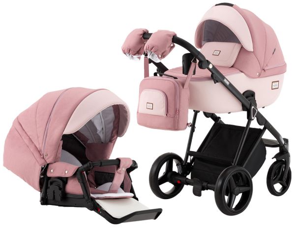 Коляска 2 в 1 Adamex Mimi CR221-A рожевий - світло-рожева шкіра (видавлена точка)