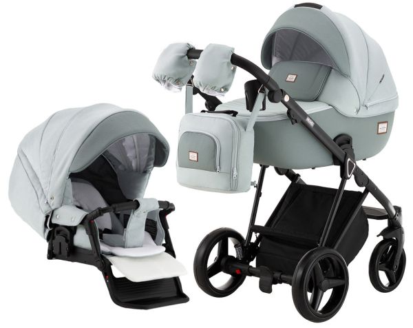 Коляска 2 в 1 Adamex Mimi CR234 світло-сірий - нефрит шкіра (видавлена крапка)