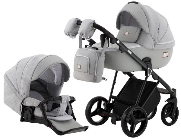 Коляска 2 в 1 Adamex Mimi Y56 світло-сірий льон- світло-сіра шкіра (видавлена точка)