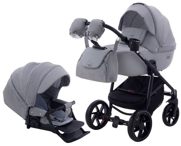 Коляска 2 в 1 Adamex Hybryd Plus BR204 світло-сірий - сіра шкіра (видавлена точка)
