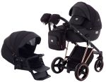 Коляска 2 в 1 Adamex Mimi Polar (Pink Gold) BR603 чорний (люрікс) - чорна шкіра (перфорація)