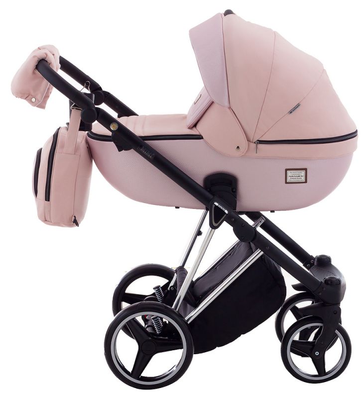 Коляска 2 в 1 Adamex Mimi Polar (Chrome) CR448 персиковый - розовая (пудра) кожа (выдавленная точка)