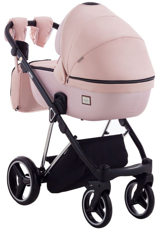 Коляска 2 в 1 Adamex Mimi Polar (Chrome) CR448 персиковый - розовая (пудра) кожа (выдавленная точка)