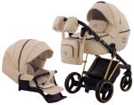 Коляска 2 в 1 Adamex Mimi Polar (Gold) шкіра 100% CR305A бежева шкіра - бежева шкіра (видавлена точка)