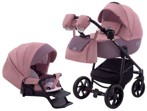 Коляска 2 в 1 Adamex Hybryd Plus BR222 бузкова шкіра (перфорація) - фіолетовий