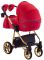Коляска 2 в 1 Adamex Hybryd Plus Polar (Gold) Кожа 100% BR313 красный кожа (выдавленная точка) - красный кожа