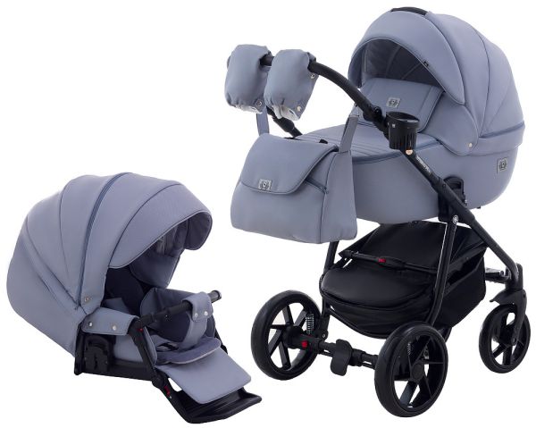 Коляска 2 в 1 Adamex Hybryd Plus шкіра 100% BR333 лавандовий