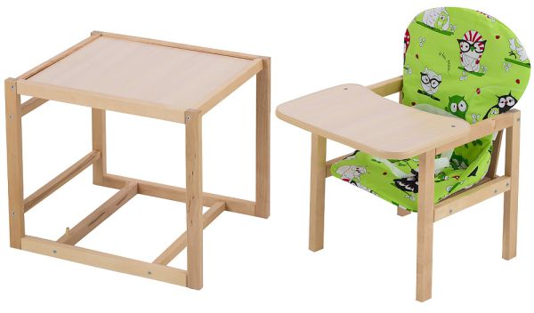 Стільчик-трансформер Babyroom Карапуз-100 eko МДФ стільниця зелений (сови)