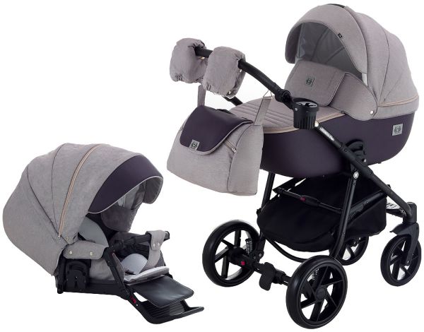 Коляска 2 в 1 Adamex Hybryd Plus BR228А св.бузкова - тем.бузкова шкіра (видавлена точка)