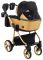 Коляска 2 в 1 Adamex Sierra Polar (Gold) SR436 черный (люрикс) - золотой кожа (перфорация)