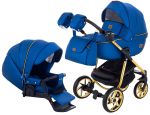 Коляска 2 в 1 Adamex Hybryd Plus Polar (Gold) Шкіра 100% Y220А темно-синій перламутр