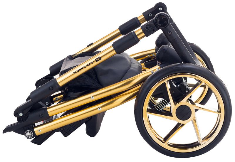 Коляска 2 в 1 Adamex Hybryd Plus Polar (Gold) Шкіра 100% Y220А темно-синій перламутр