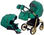 Коляска 2 в 1 Adamex Hybryd Plus Polar (Gold) Шкіра 100% Y216А зелений перламутр