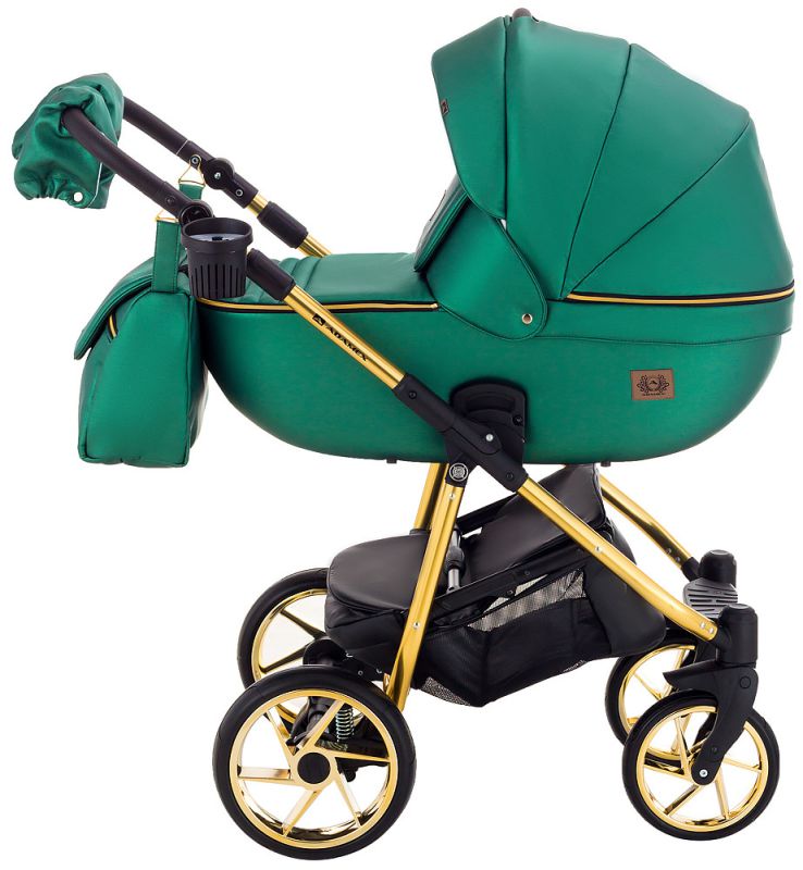 Коляска 2 в 1 Adamex Hybryd Plus Polar (Gold) Шкіра 100% Y216А зелений перламутр