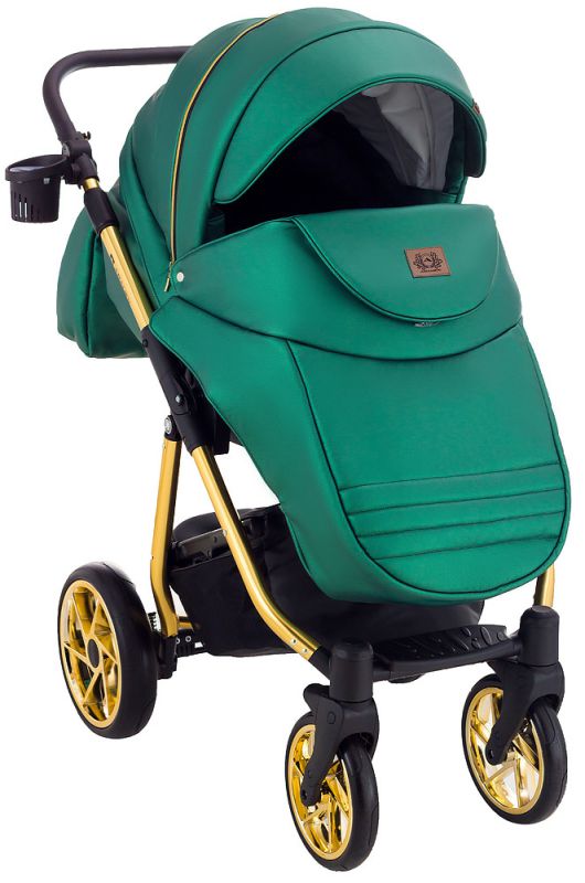Коляска 2 в 1 Adamex Hybryd Plus Polar (Gold) Шкіра 100% Y216А зелений перламутр