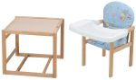 Стульчик- трансформер Babyroom Пони-230 eko без лака пластиковая столешница  голубой (мишка, пчелка, звезда)