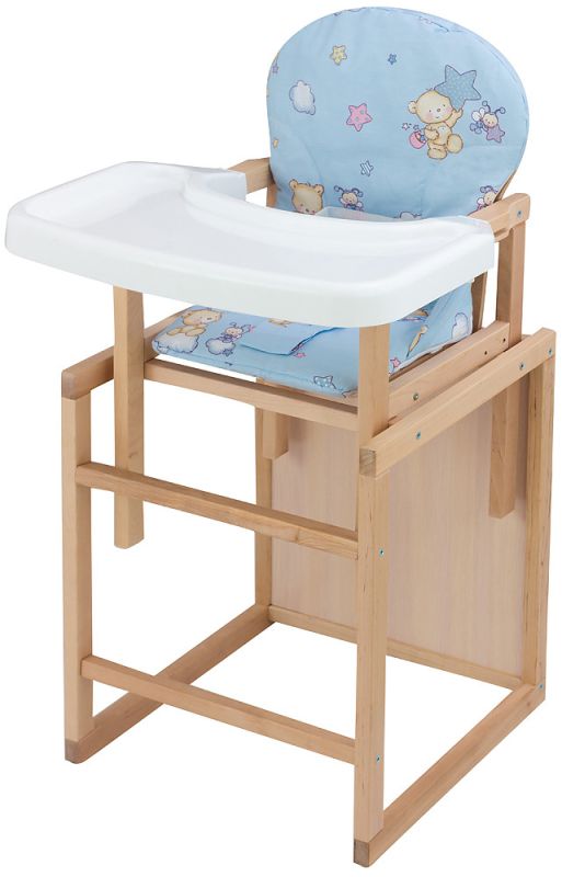 Стульчик- трансформер Babyroom Пони-230 eko без лака пластиковая столешница  голубой (мишка, пчелка, звезда)