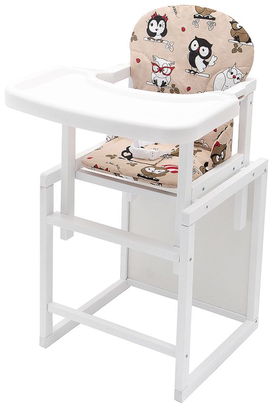 Стульчик- трансформер Babyroom Пони-240 белый пластиковая столешница  бежевый (совы)