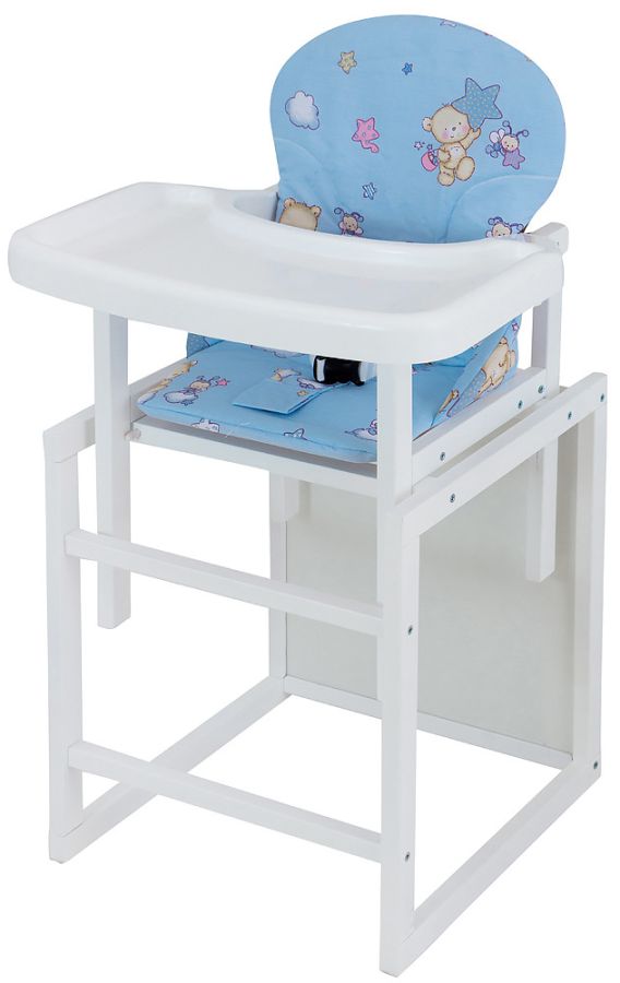 Стілець-трансформер Babyroom Поні-240 білий пластикова стільниця блакитний (ведмедик, бджілка, зірка)